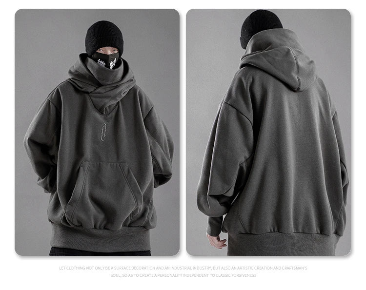 Autumn winter High collar hoodie loose comfortable Men's clothes Harajuku Hiphop streetwear Fleece hooded oversize Sweatshirt