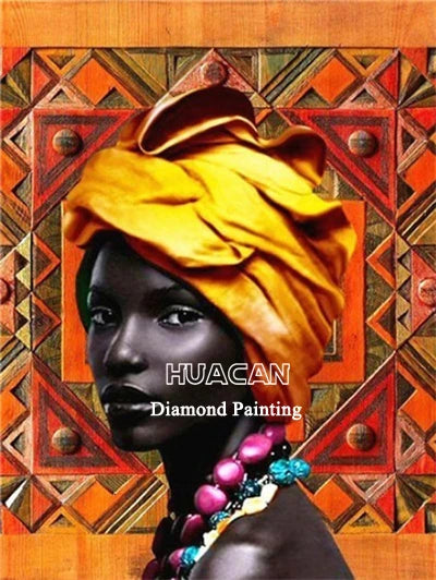 Huacan 5d Diamond Painting African Woman Handmade Gift Embroidery Portrait Farmhouse Home Decor Home Decor