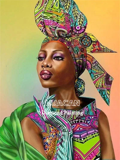 Huacan 5d Diamond Painting African Woman Handmade Gift Embroidery Portrait Farmhouse Home Decor Home Decor