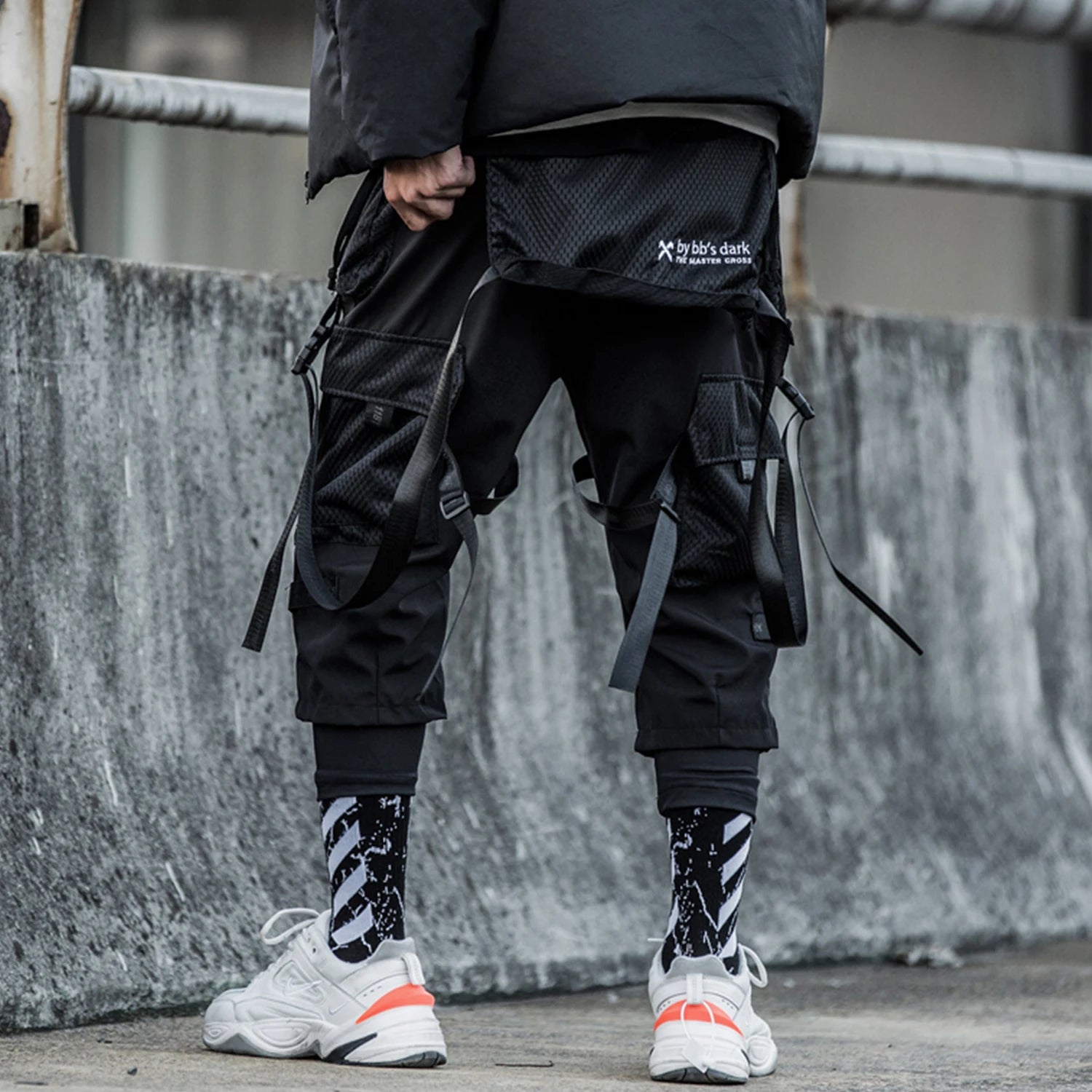 Ribbons Multi Pockets Cargo Pants Harajuku Casual Track Trouser Streetwear Techwear Pants Joggers Cyberpunk Men's clothes