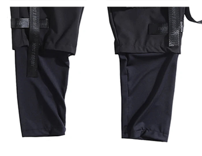 Ribbons Multi Pockets Cargo Pants Harajuku Casual Track Trouser Streetwear Techwear Pants Joggers Cyberpunk Men's clothes