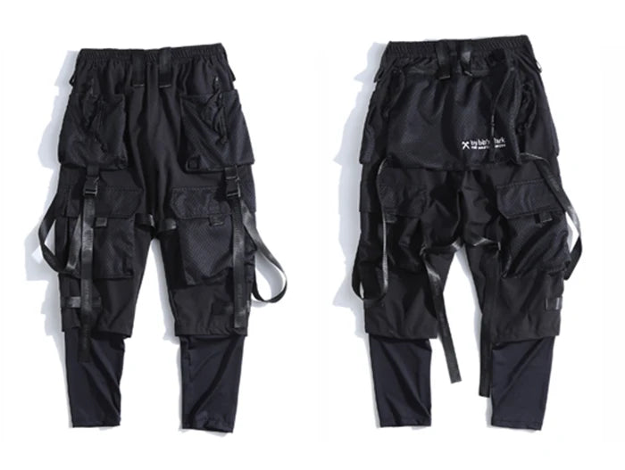 Ribbons Multi Pockets Cargo Pants Harajuku Casual Track Trouser Streetwear Techwear Pants Joggers Cyberpunk Men's clothes