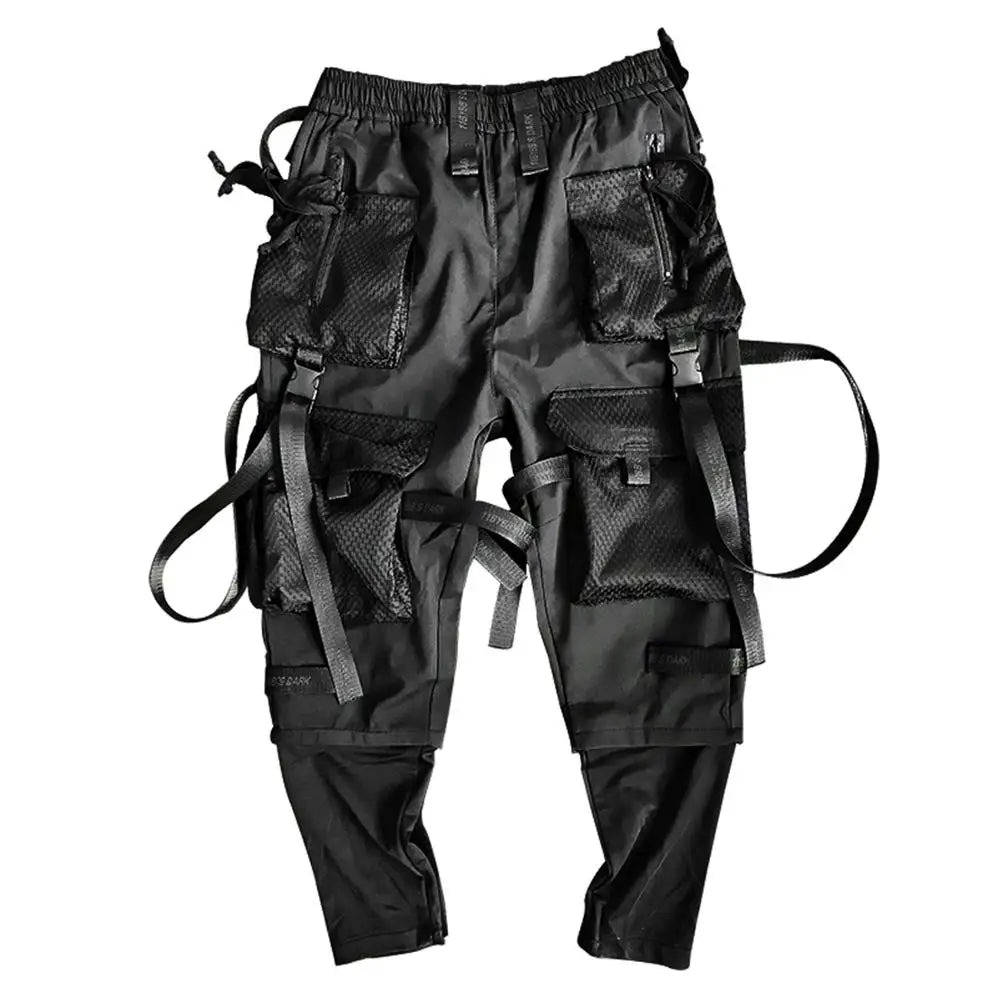 Ribbons Multi Pockets Cargo Pants Harajuku Casual Track Trouser Streetwear Techwear Pants Joggers Cyberpunk Men's clothes