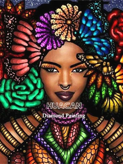 Huacan 5d Diamond Painting African Woman Handmade Gift Embroidery Portrait Farmhouse Home Decor Home Decor