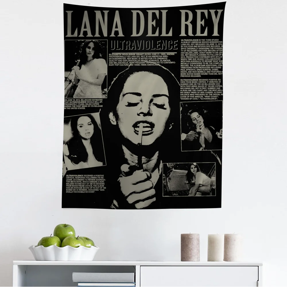 Singer Lana Del Rey Cartoon Tapestry Art Science Fiction Room Home Decor Wall Hanging Home Decor