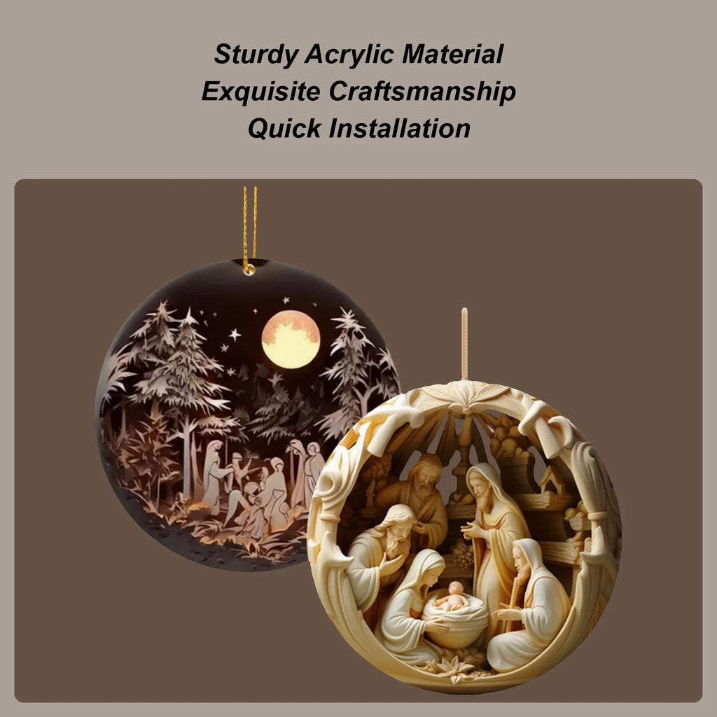 2D flat Nativity Ornament Nativity scene Christmas ornaments Easter Acrylic Ornaments Holy Family Pendants Christmas Decor