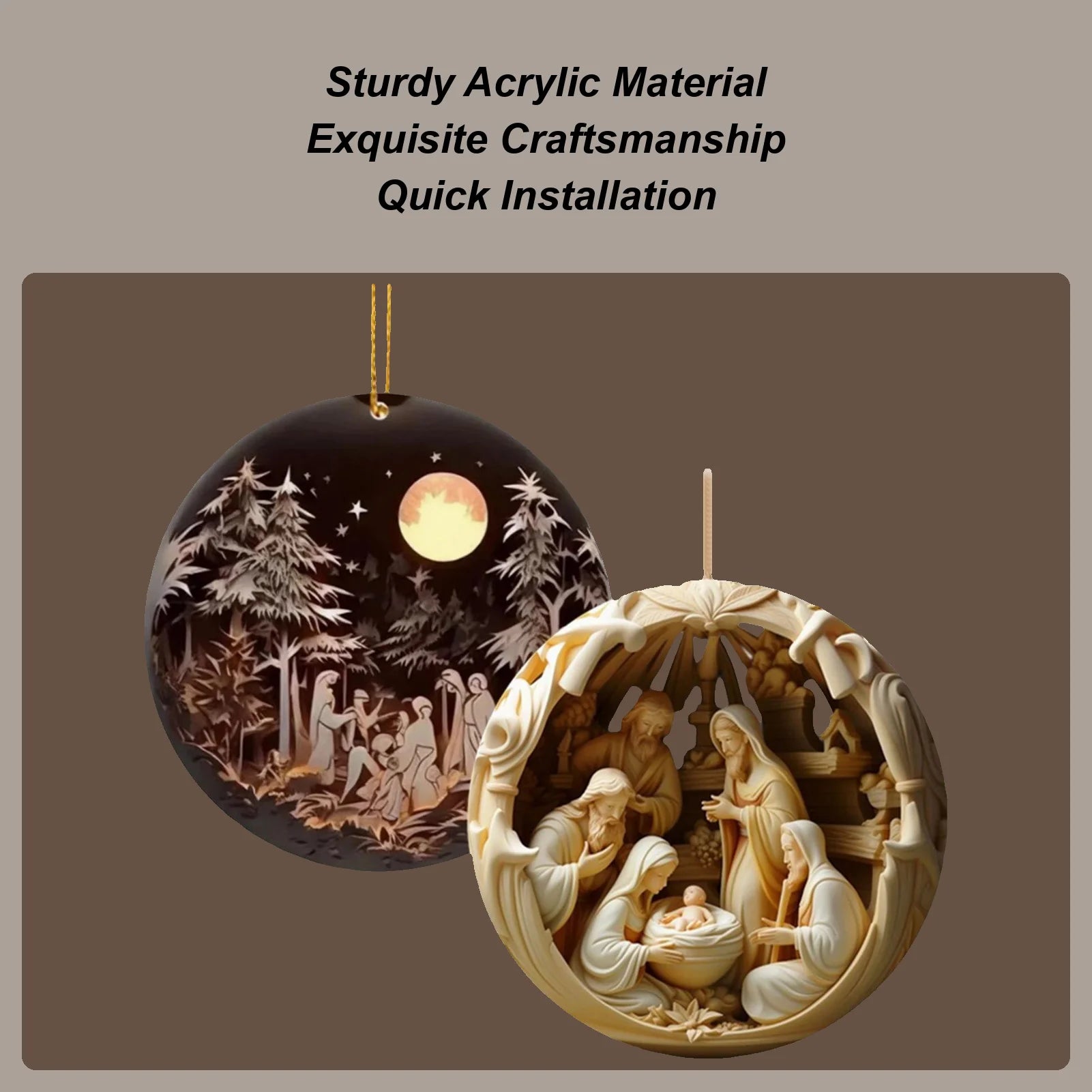 2D flat Nativity Ornament Nativity scene Christmas ornaments Easter Acrylic Ornaments Holy Family Pendants Christmas Decor