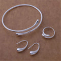 high quality 925 Silver Plated jewelry refined noble women wedding party bracelet rings earrings Jewelry Set