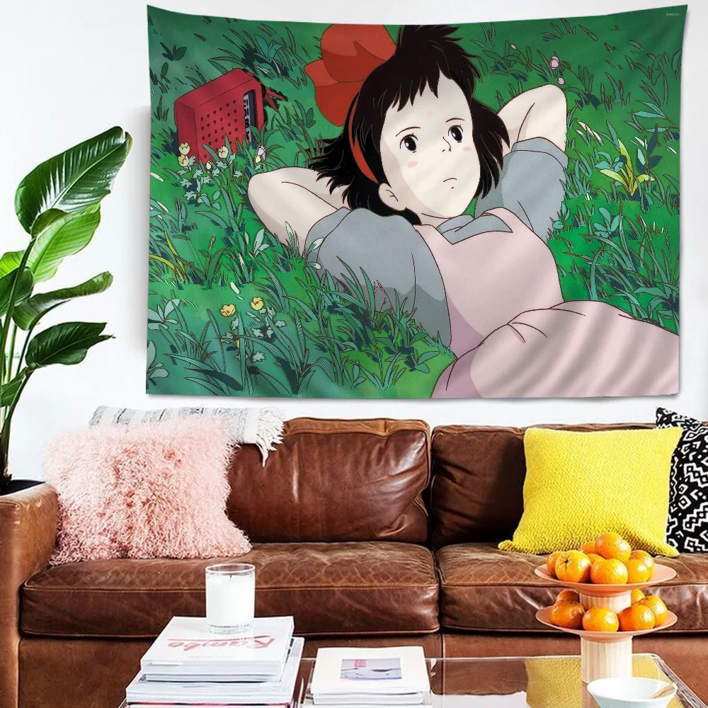 Kikis Delivery Cartoon Tapestry Art Science Fiction Room Home Decor Wall Hanging Home Decor