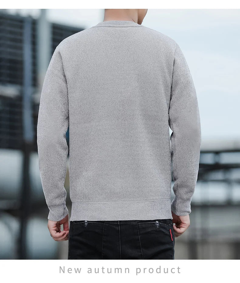 Mens Fashion Sweater Thick Fleeced Top Clothes Casual Pullovers  Jumpers Autumn Winter Men's Clothes
