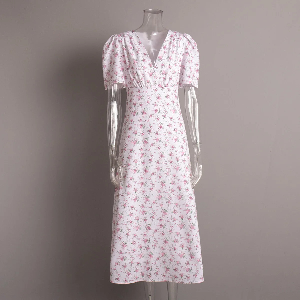 New Summer Women's Printed Short Sleeved Long Dress,Casual Dress,Woman's Clothing,Floral Dresses,White Dresses