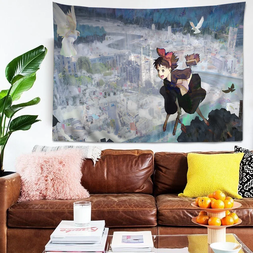 Kikis Delivery Cartoon Tapestry Art Science Fiction Room Home Decor Wall Hanging Home Decor