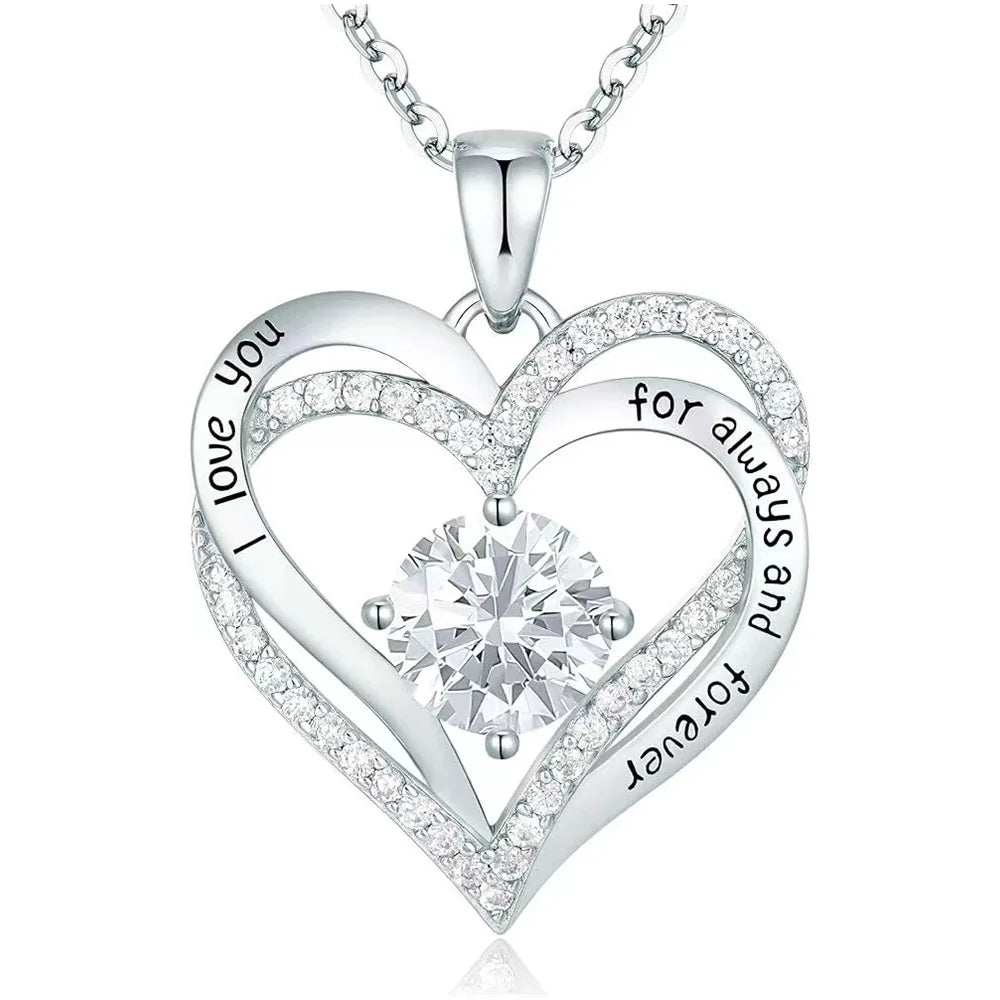Fashionable 12th Birthday Stone Love Pendant Necklace for Women's High End Charm Jewelry Valentine's Day Gift for Girlfriend