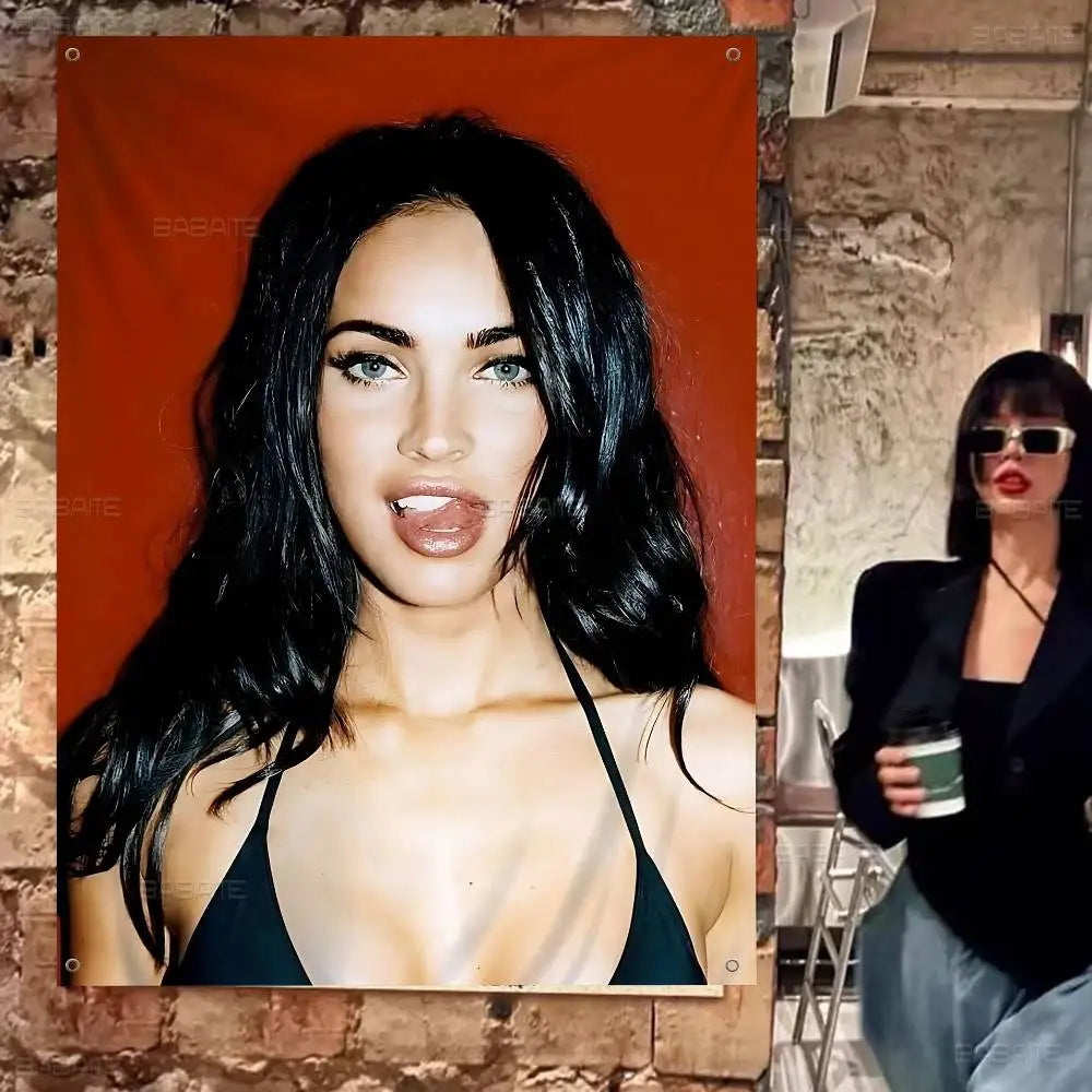 Megan Fox Actor Cartoon Flag Art Science Fiction Room Home Decor Wall Hanging Home Decor Banner