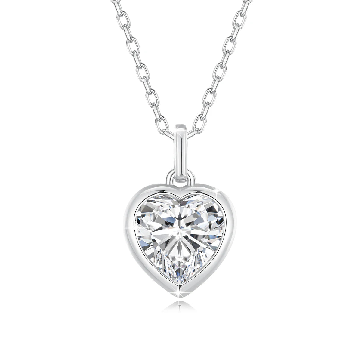 925 Sterling Silver Heart Cut Moissanite Pendant Necklaces for Valentine's Day Jewelry Gift