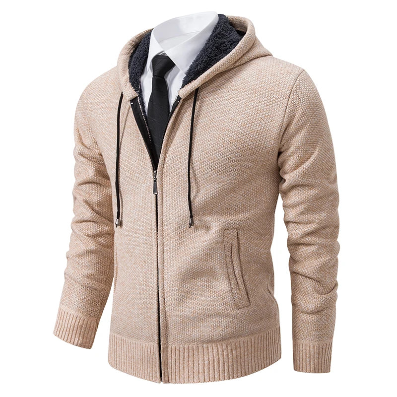 Men's Clothes Knit Sweater Cardigan Hooded Jackets Fleece Warm Casual Jackets Autumn Winter Sweaters Coats