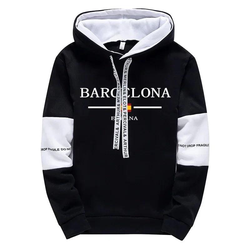 Barcelona Hoodies High Quality Male All Season Daily Casual Sports Hooded Sweatshirts Pullover 2025 Men's Clothes