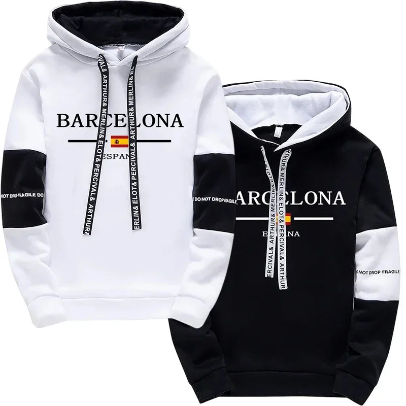 Barcelona Hoodies High Quality Male All Season Daily Casual Sports Hooded Sweatshirts Pullover 2025 Men's Clothes