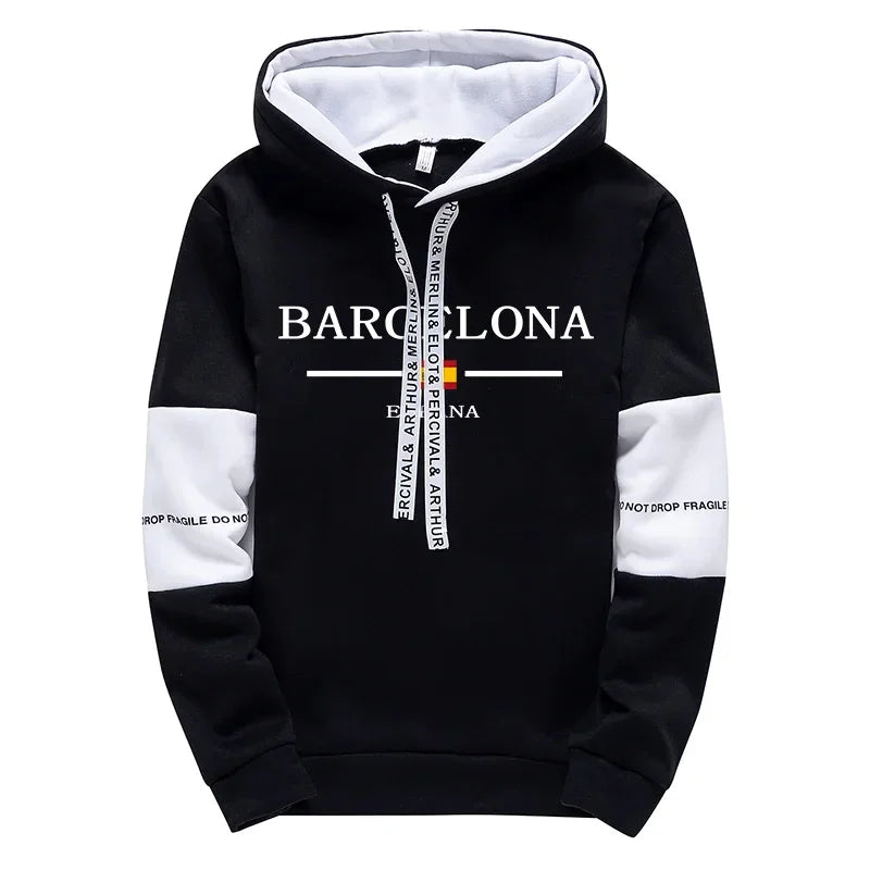Barcelona Hoodies High Quality Male All Season Daily Casual Sports Hooded Sweatshirts Pullover 2025 Men's Clothes