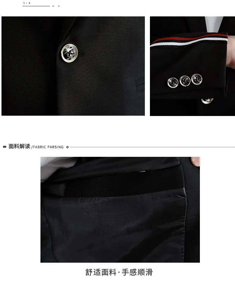 Suit  (Blazer+Pants) Men's Fashionable Checked Travel Gentleman Wedding Fitted Business Trend Casual Korean-style Formal Wear