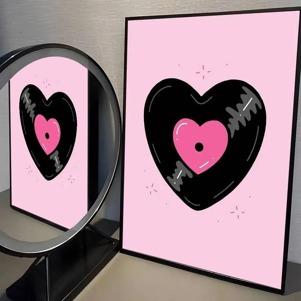 Home decor heart shape Poster HD home decor sticky wall waterproof home living room bar aesthetic decor