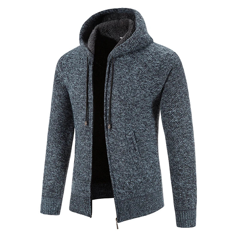 Men's Clothes Knit Sweater Cardigan Hooded Jackets Fleece Warm Casual Jackets Autumn Winter Sweaters Coats