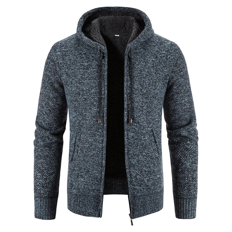 Men's Clothes Knit Sweater Cardigan Hooded Jackets Fleece Warm Casual Jackets Autumn Winter Sweaters Coats