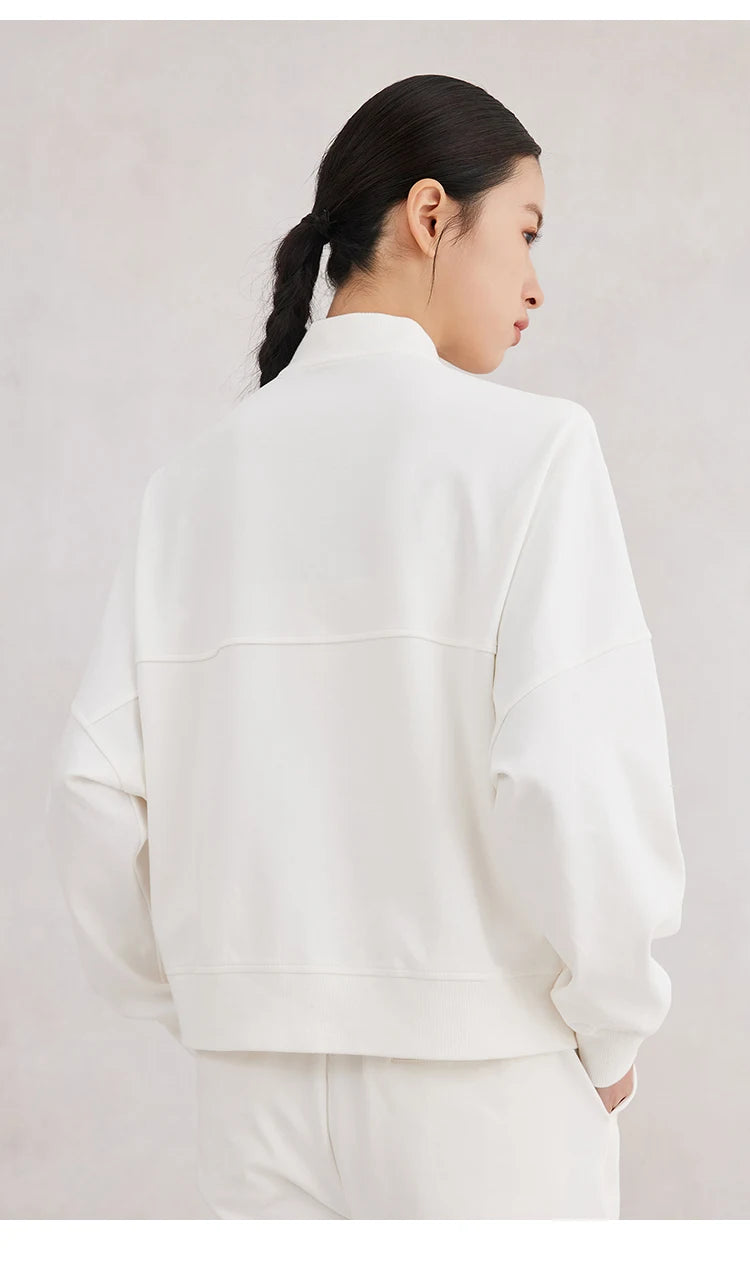 K3061W Spring High Quality Woman's Clothing 96% Combed Cotton Hooded Zipper Sweatshirt Jacket