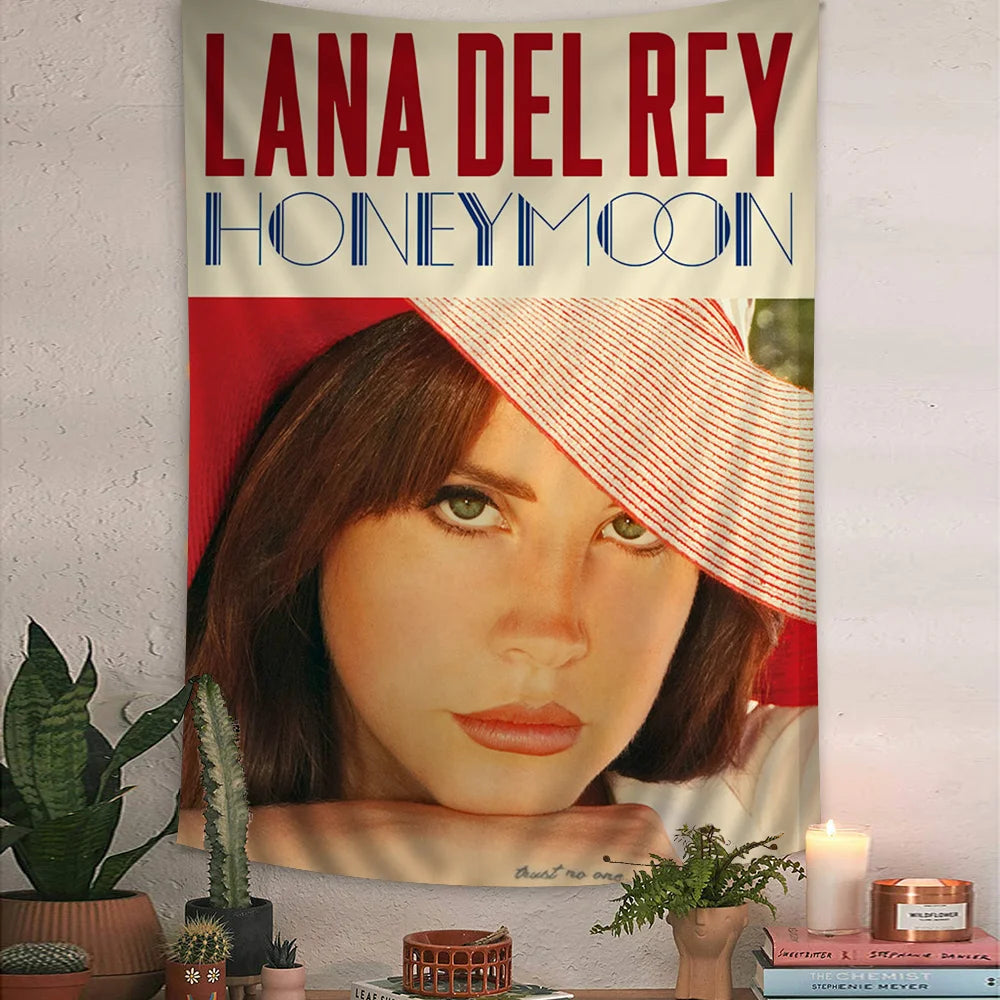 Singer Lana Del Rey Cartoon Tapestry Art Science Fiction Room Home Decor Wall Hanging Home Decor