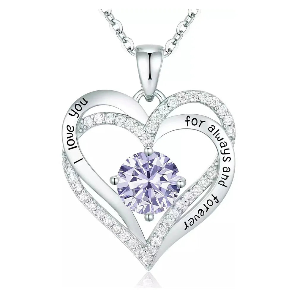 Fashionable 12th Birthday Stone Love Pendant Necklace for Women's High End Charm Jewelry Valentine's Day Gift for Girlfriend