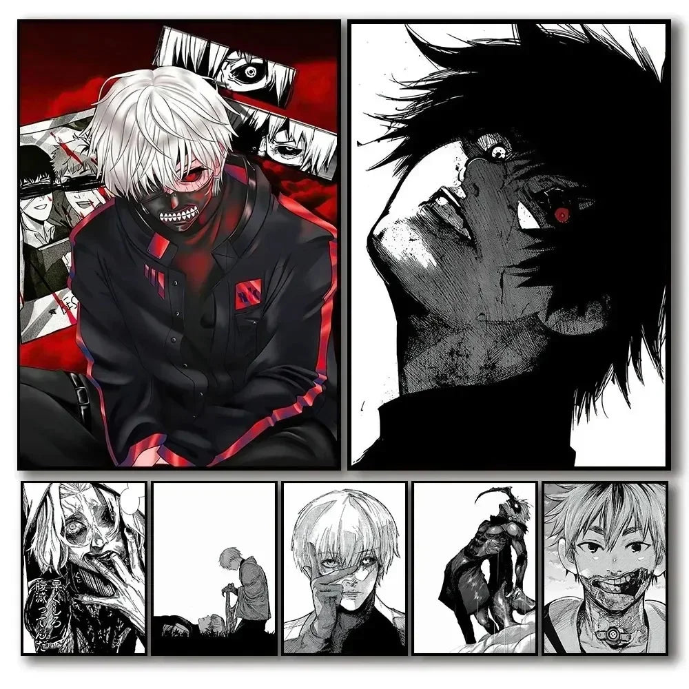 Japanese Anime Tokyo Ghoul Posters Wall Art Canvas Painting Manga Home Living Room Decor