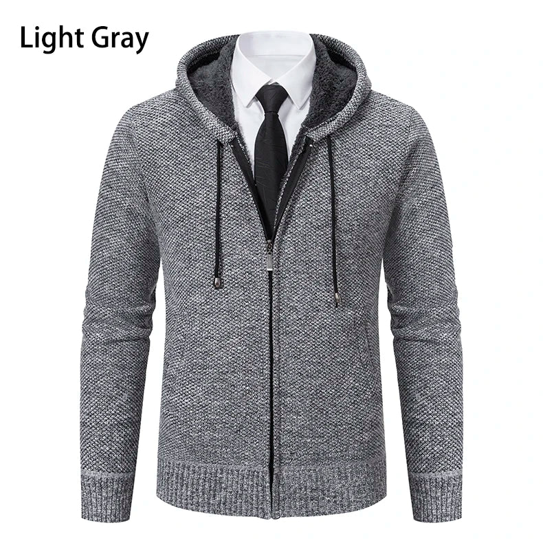 Men's Clothes Knit Sweater Cardigan Hooded Jackets Fleece Warm Casual Jackets Autumn Winter Sweaters Coats