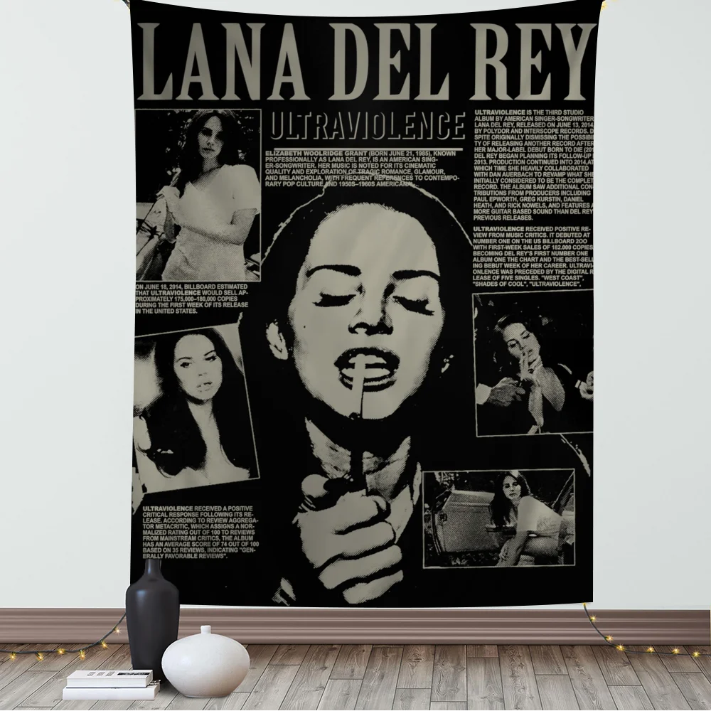 Singer Lana Del Rey Cartoon Tapestry Art Science Fiction Room Home Decor Wall Hanging Home Decor