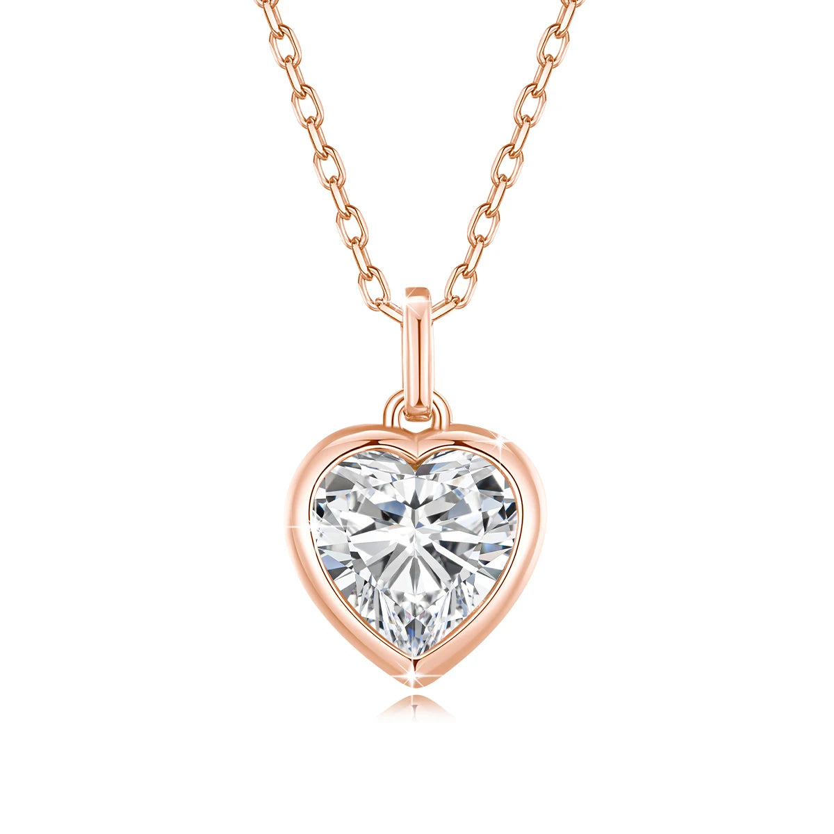 925 Sterling Silver Heart Cut Moissanite Pendant Necklaces for Valentine's Day Jewelry Gift