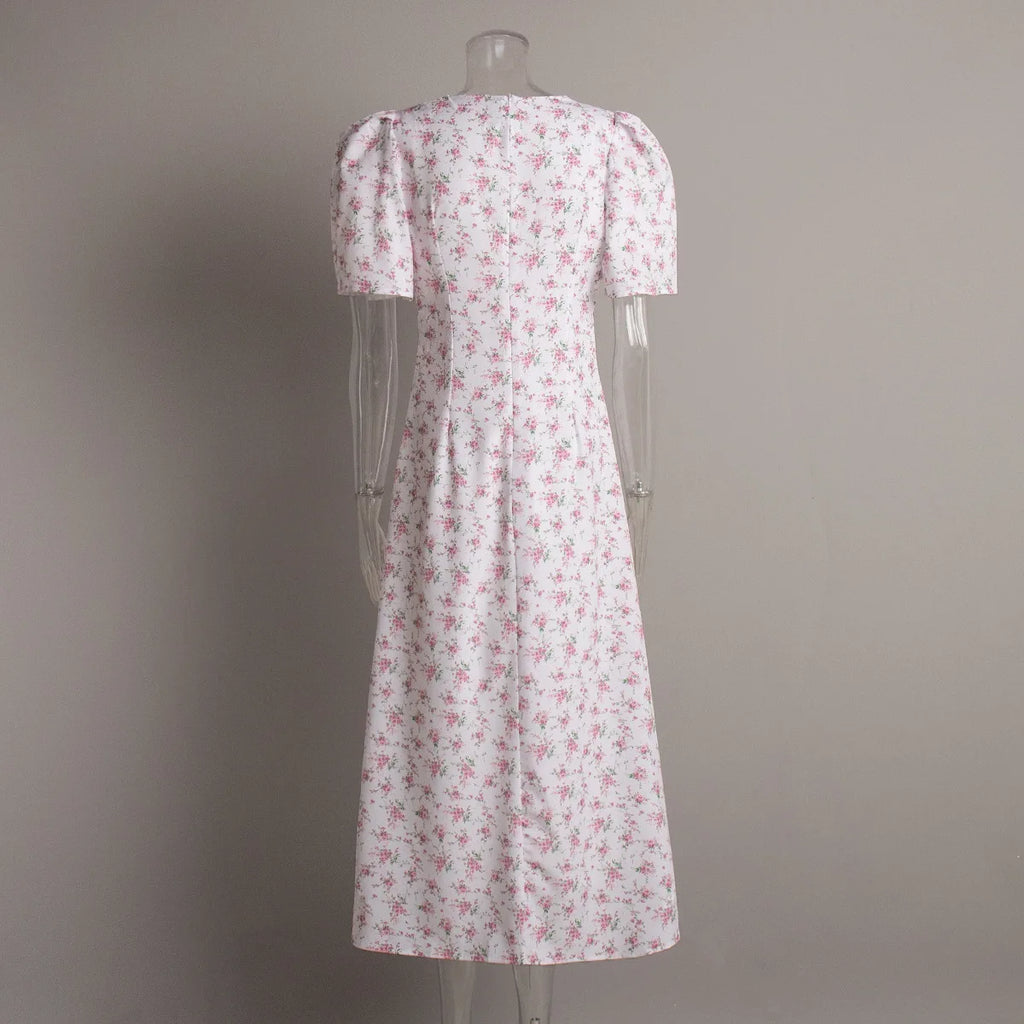 New Summer Women's Printed Short Sleeved Long Dress,Casual Dress,Woman's Clothing,Floral Dresses,White Dresses