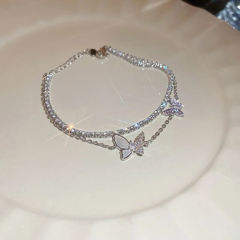 Fashion Heart of Ocean Pendant Bracelets New Shiny Blue Crystal Love  Bracelet for Women Valentine's Day Jewelry Wholesale