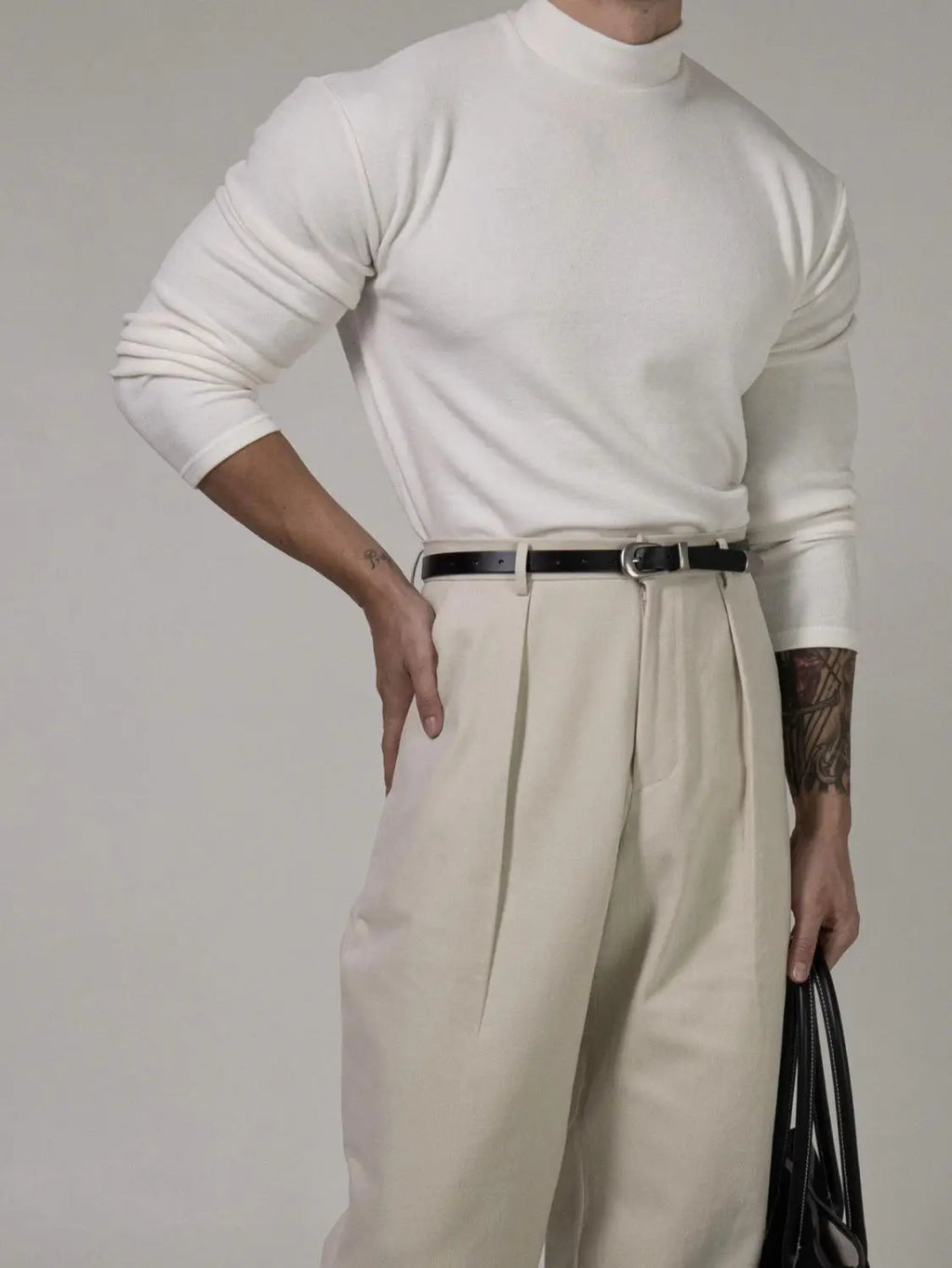 Fitness T-shirt Men's Clothes Spring Autumn Training Suit Threaded Turtleneck Slim Fit Sports Quick Dry Breathable Long Sleeves