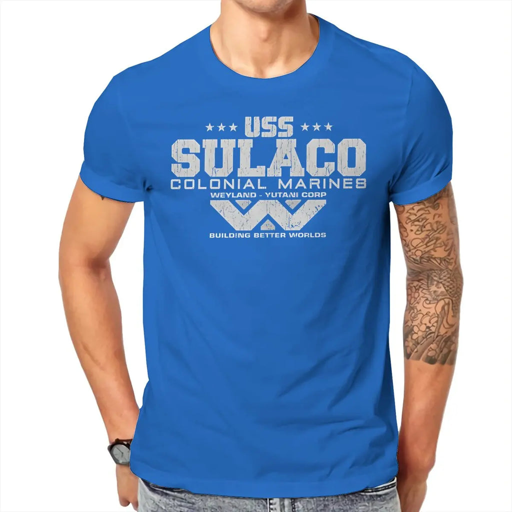 Colonial Marines USS Sulaco Tshirt Homme Men's Clothes Cotton T Shirt For Men