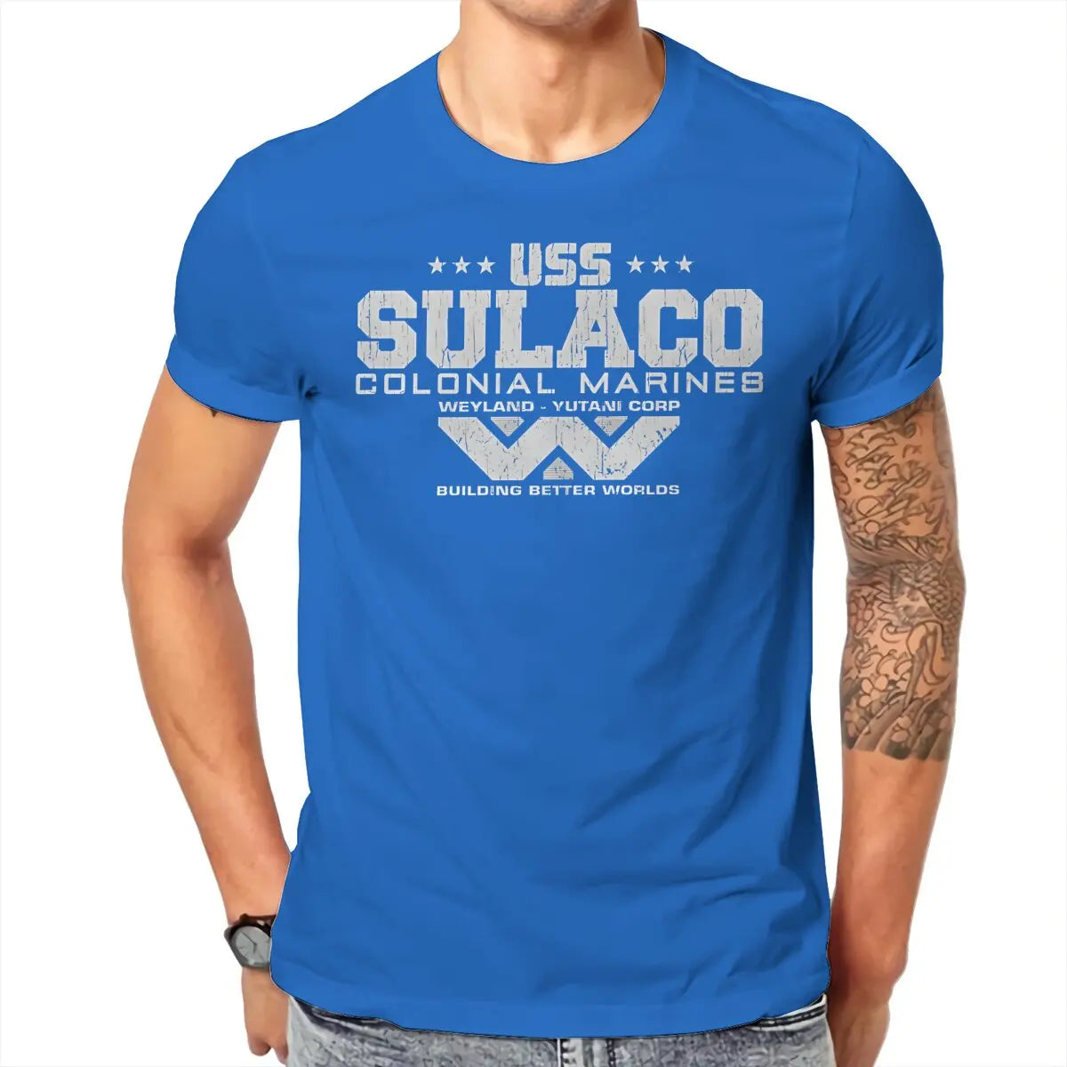 Colonial Marines USS Sulaco Tshirt Homme Men's Clothes Cotton T Shirt For Men