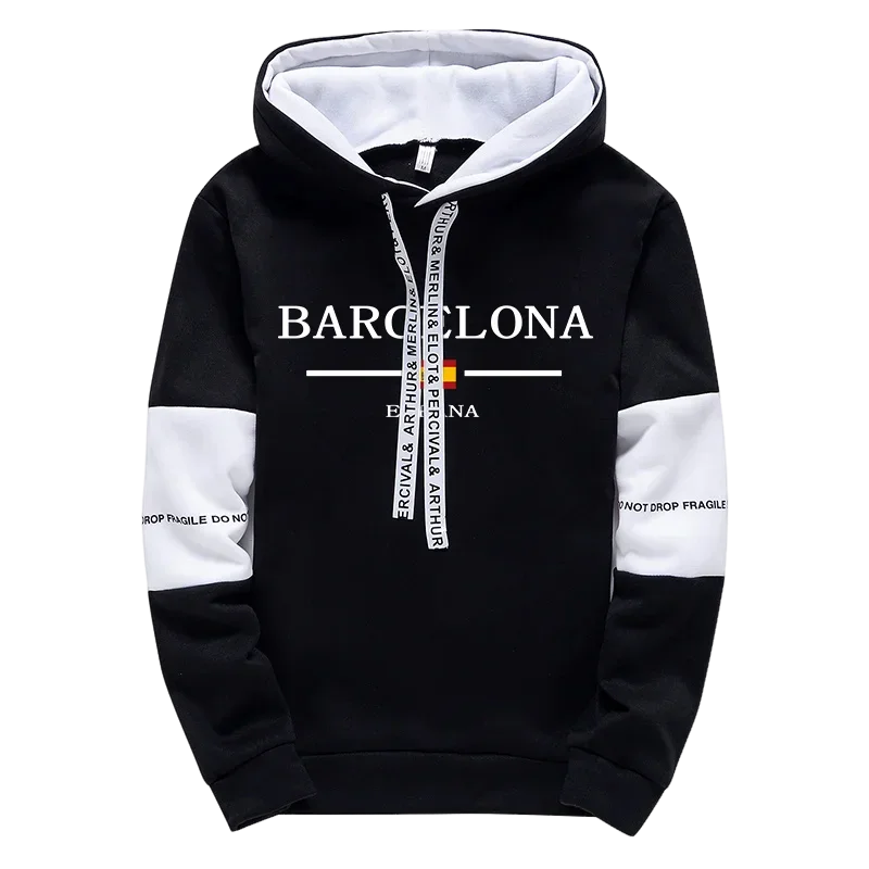 Barcelona Hoodies High Quality Male All Season Daily Casual Sports Hooded Sweatshirts Pullover 2025 Men's Clothes