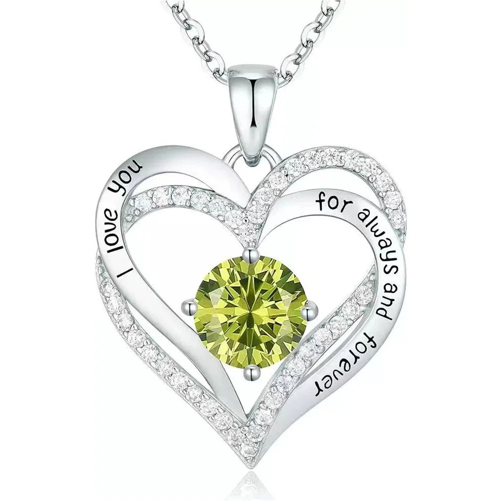 Fashionable 12th Birthday Stone Love Pendant Necklace for Women's High End Charm Jewelry Valentine's Day Gift for Girlfriend