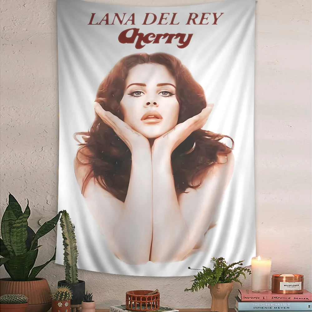 Singer Lana Del Rey Cartoon Tapestry Art Science Fiction Room Home Decor Wall Hanging Home Decor