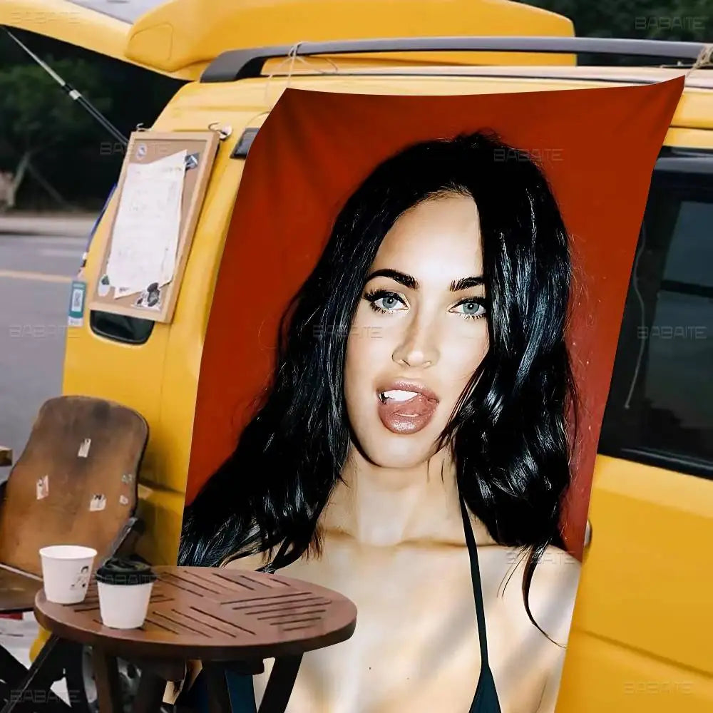 Megan Fox Actor Cartoon Flag Art Science Fiction Room Home Decor Wall Hanging Home Decor Banner