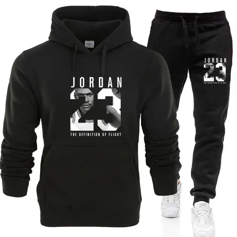 The sweatshirt hoodie is a men's set for Spring 2025 and a women's set for women's sportswear featuring a hoodie and sweatpants