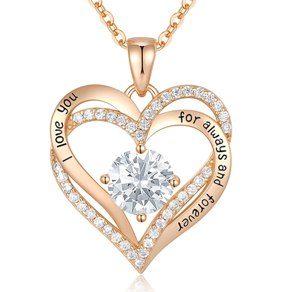 Fashionable 12th Birthday Stone Love Pendant Necklace for Women's High End Charm Jewelry Valentine's Day Gift for Girlfriend
