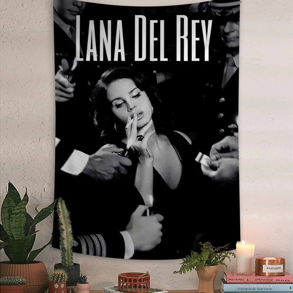 Singer Lana Del Rey Cartoon Tapestry Art Science Fiction Room Home Decor Wall Hanging Home Decor