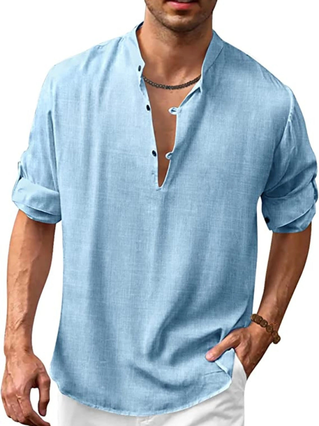 Men's Casual Solid Long Sleeve Shirt With Button Design, Men's Clothes For Spring Summer Autumn