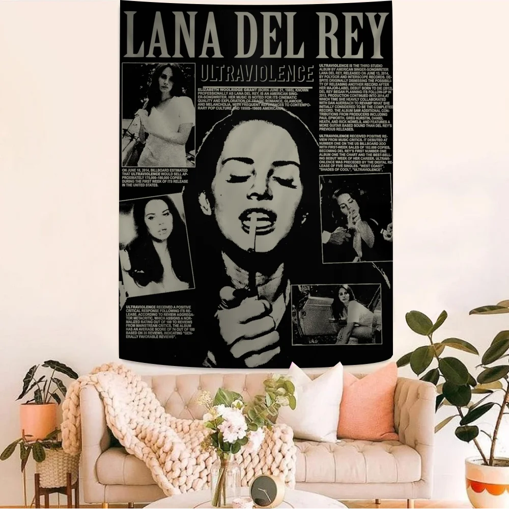 Singer Lana Del Rey Cartoon Tapestry Art Science Fiction Room Home Decor Wall Hanging Home Decor