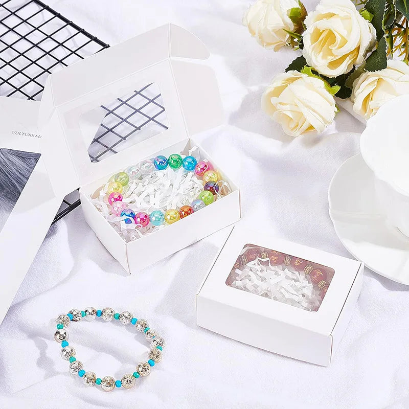 10/30pcs Kraft Paper Candy Box Transparent PVC Window Soap Boxes For Chocolates Birthday Wedding Valentine's Day