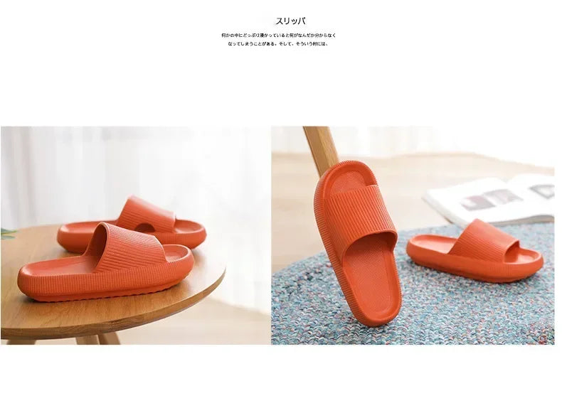 EVA Thick Sole 4cm Beach Slippers Cloud-Like Comfort Home Use Couple Height Increasing Indoor Solid Color Summer Sandals